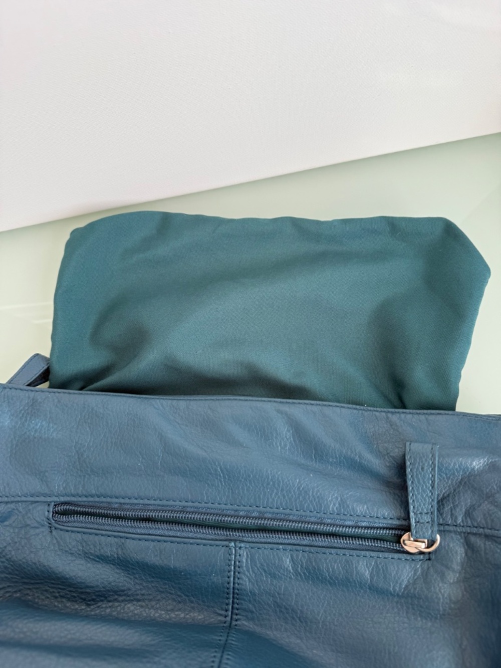 Stone & Co Turquoise Blue Leather Shoulder Bag EUC Classic Everyday Tote - Picture 6 of 16